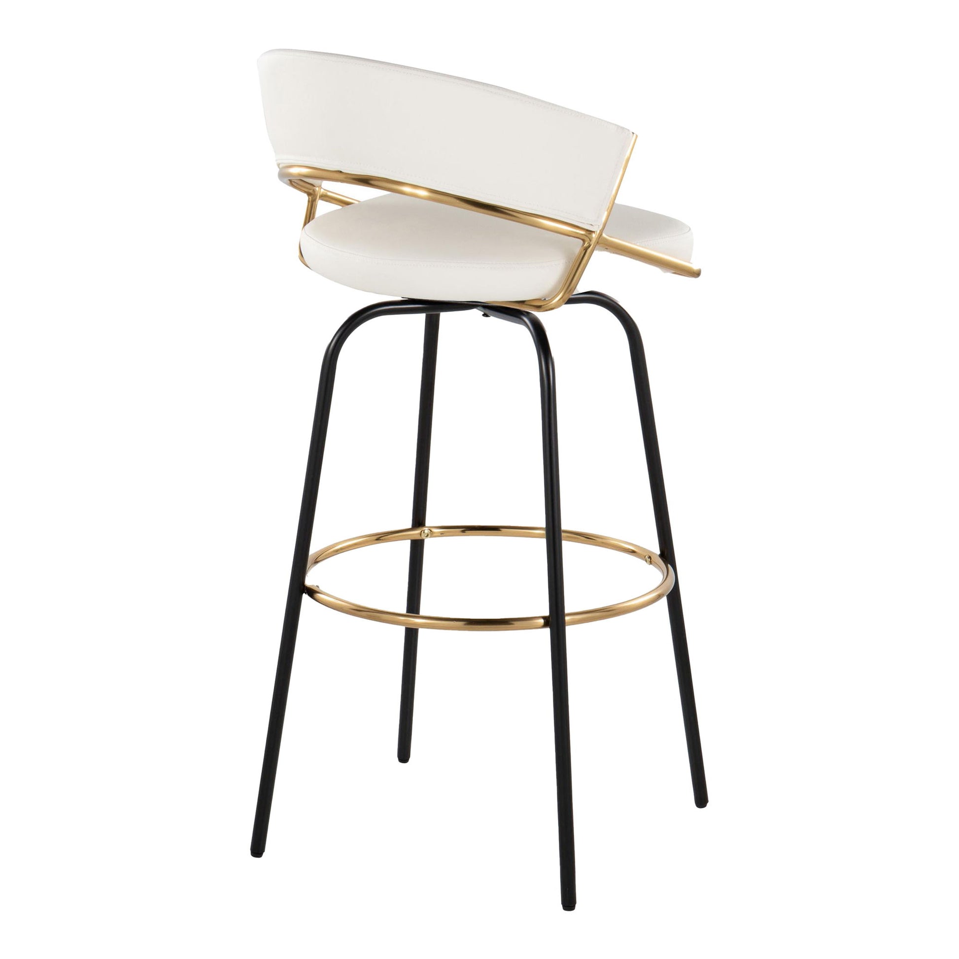 Jie - Fixed Height Contemporary Barstool With Swivel Round Footrest (Set of 2) Lumi Source