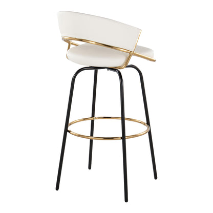Jie - Fixed Height Contemporary Barstool With Swivel Round Footrest (Set of 2) Lumi Source