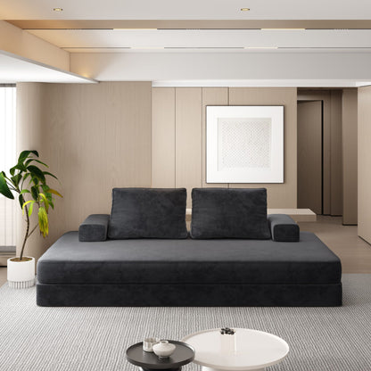 Multifunctional Convertible Sofa Bed With 2 Tumbler Backrests And 2 Pillows, Deep Seat Couch Home Essentials