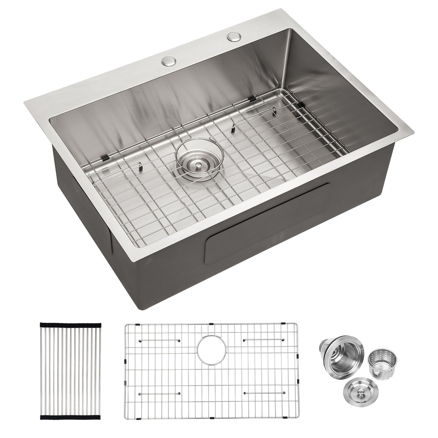 Drop In Kitchen Sink, 16 Gauge Stainless Steel, Single Bowl, Topmount Basin Daily Nest