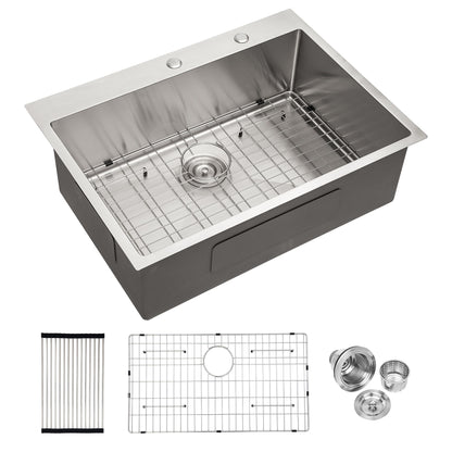 Drop In Kitchen Sink, 16 Gauge Stainless Steel, Single Bowl, Topmount Basin Daily Nest