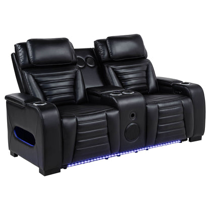 Isadora - Power Reclining Loveseat With Dual USB Charging And Built In Bluetooth Speaker - Black Furniture Max