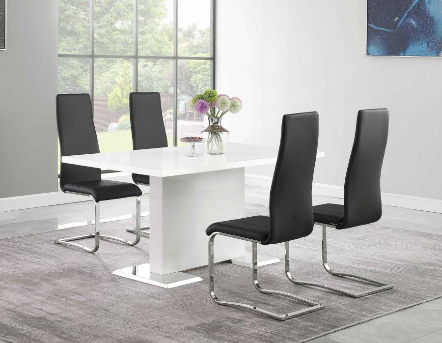 Anges - Rectangular Dining Table - White High Gloss CoasterEssence
