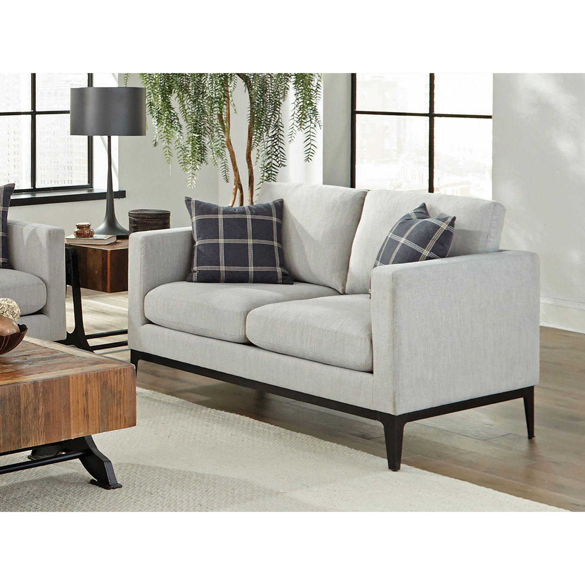 Saba - Cushion Back Loveseat With Pillow Top Arms - Light Gray Furniture Max