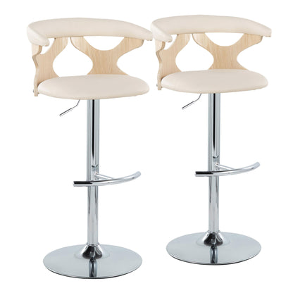 Gardenia - Contemporary Adjustable Barstool & Swivel, Rounded T Footrest (Set of 2) Lumi Source