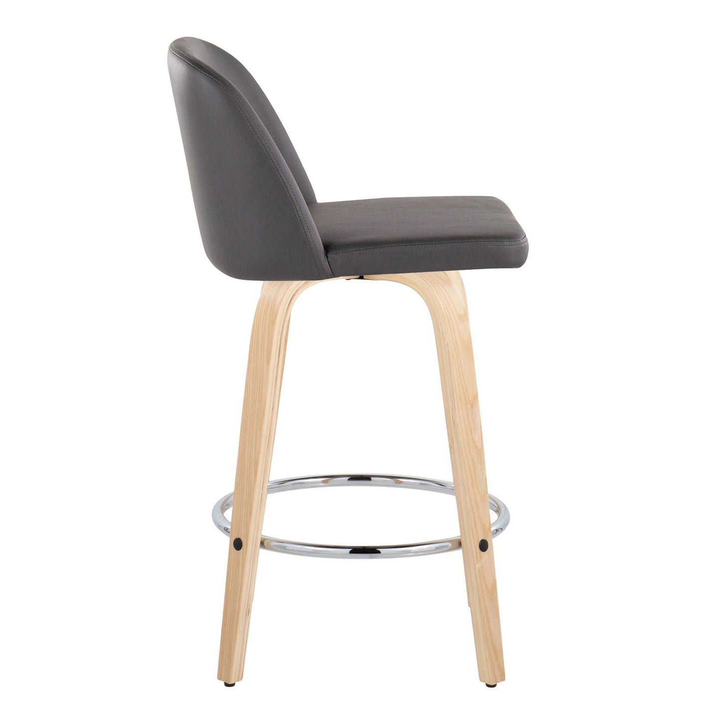 Toriano - Contemporary Fixed-Height Counter Stool With Swivel And Round Footrest (Set of 2) Lumi Source