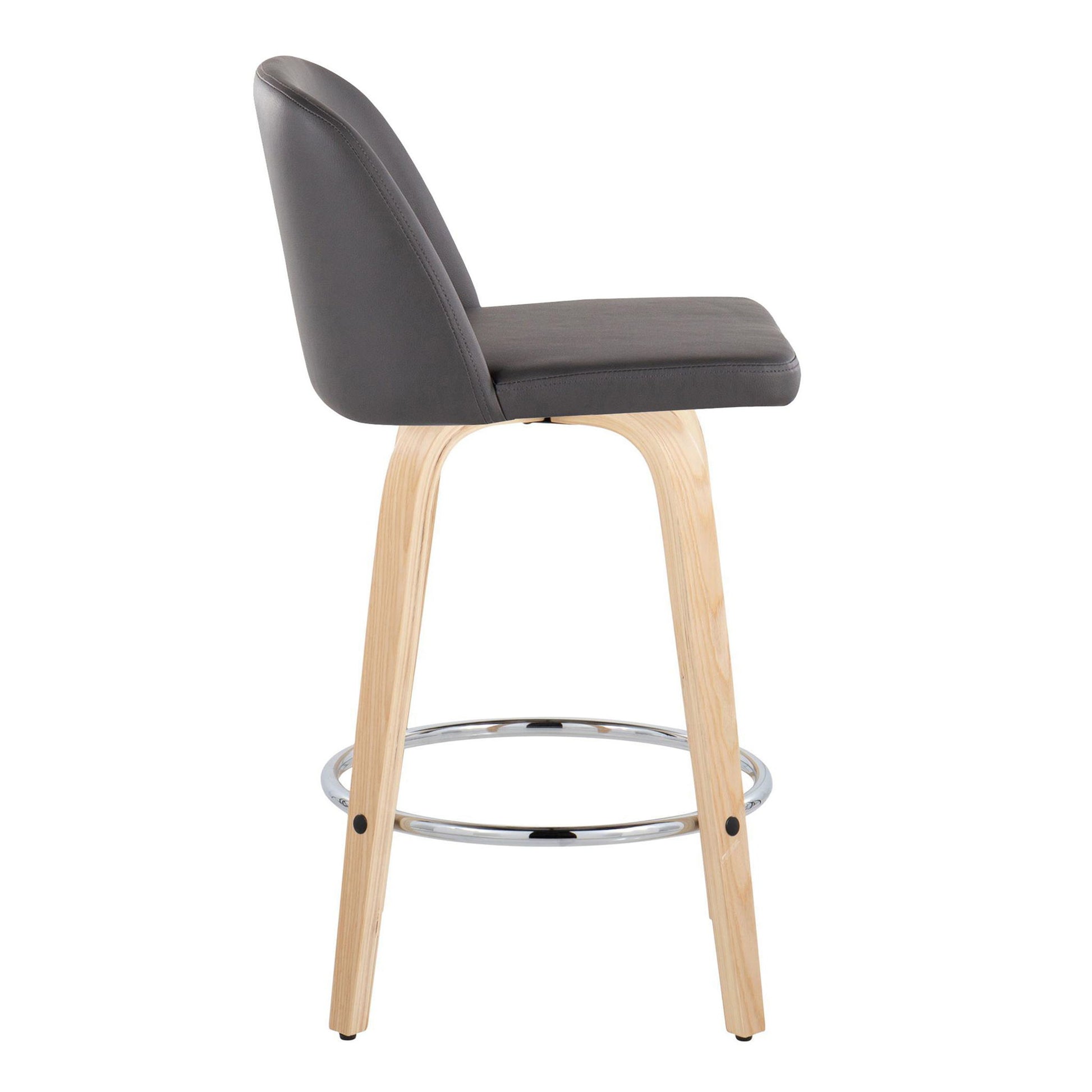Toriano - Contemporary Fixed-Height Counter Stool With Swivel And Round Footrest (Set of 2) Lumi Source