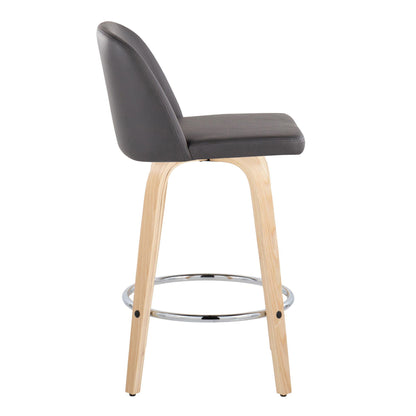 Toriano - Contemporary Fixed-Height Counter Stool With Swivel And Round Footrest (Set of 2) Lumi Source