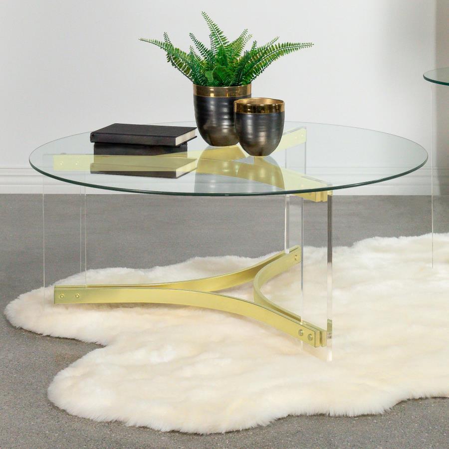 Janessa - Round Glass Top Acrylic Leg Table Coaster Fine Furniture