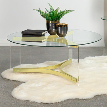 Janessa - Round Glass Top Acrylic Leg Table Coaster Fine Furniture