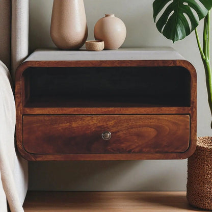 Curved Upper Slot Floating Nightstand Artisan Furniture