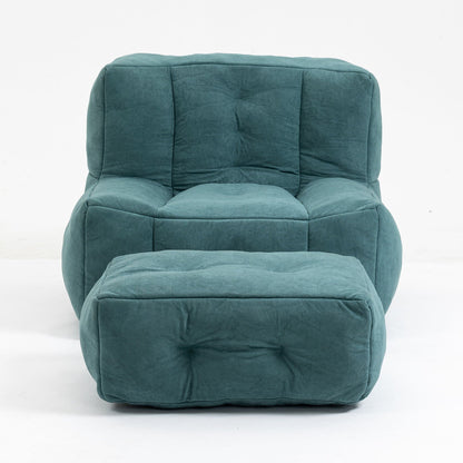 Modern Indoor Fluffy Bean Bag Chair With Memory Foam And Ottoman, Super Soft Home Essentials