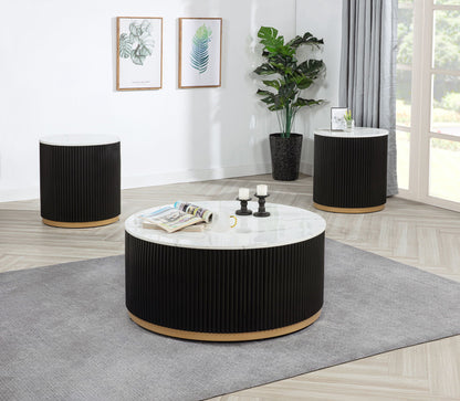 Kara - Coffee Table With Casters - Black / White Crown Mark