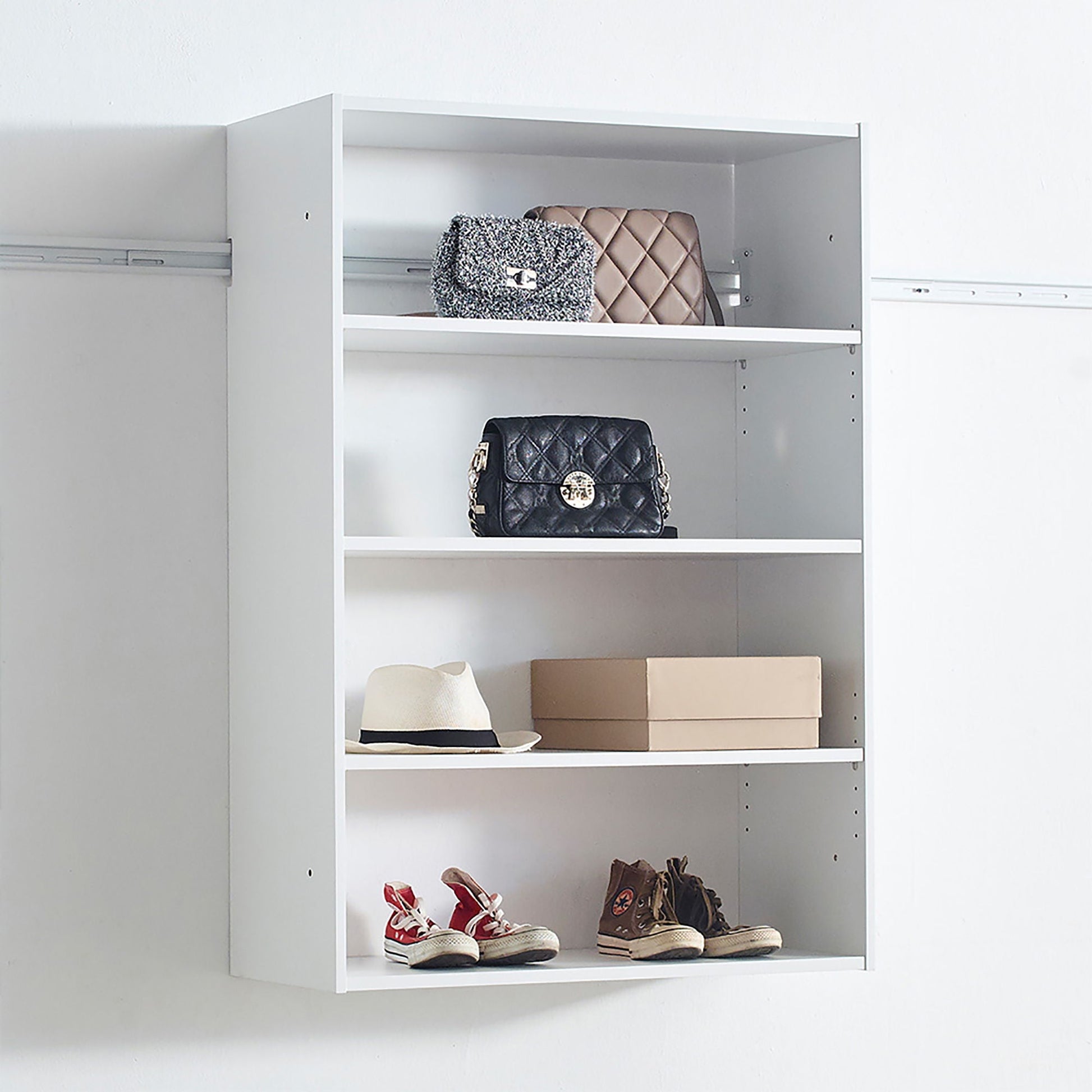 Devi - Wall Mounted Wood Closet System With Modular Units Home Essentials