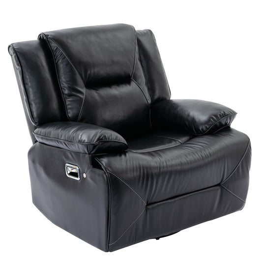 360° Swivel And Rocking Home Theater Recliner Manual Recliner Chair With A LED Light Strip For Living Room Hearth and Haven