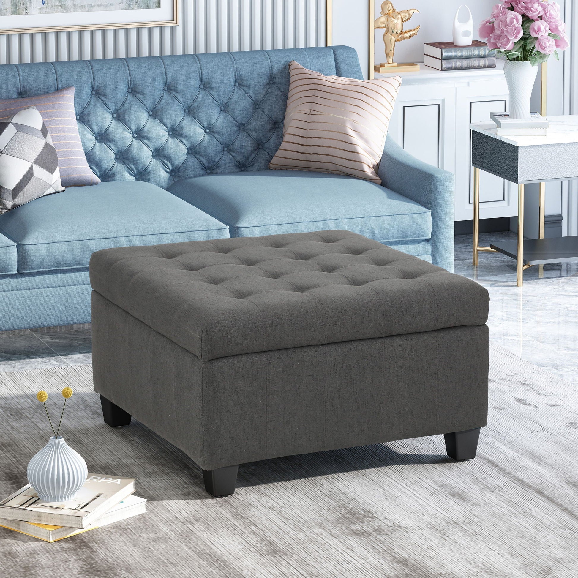 Isabella - Contemporary Ottoman With Storage Noble House