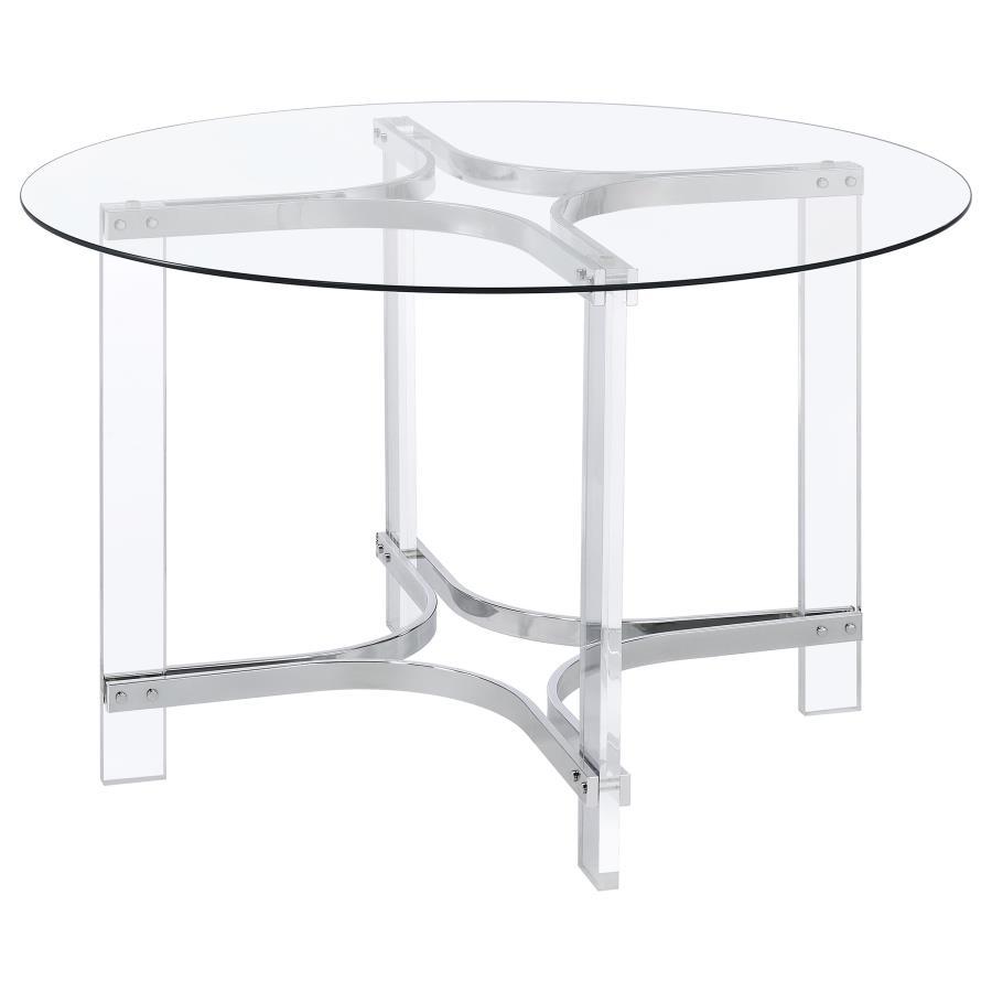 Keeling - 5 Piece Round Glass Top Acrylic Dining Set - Chrome Coaster Fine Furniture