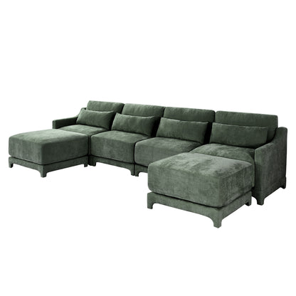 Stylish Sofa With Ottoman And Lumbar Pillows, Ergonomic Design Home Essentials