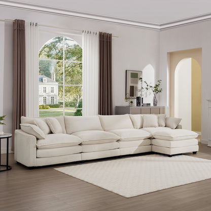 Modern Oversized Modular Cushion Sofa With Ottoman, Low Back, Deep Seating Sofa Set Home Essentials