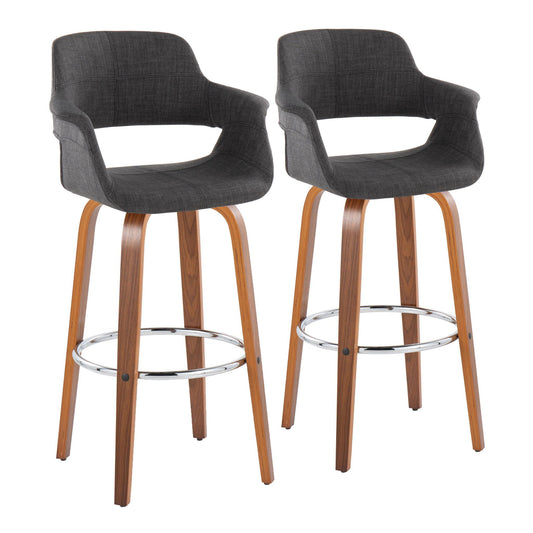 Vintage Flair - Mid Century Modern Fixed Height Barstool With Swivel & Round Footrest (Set of 2) Lumi Source