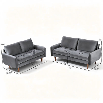 Kent - 2 Piece Sofa & Loveseat Set For Living Room - Gray US Pride