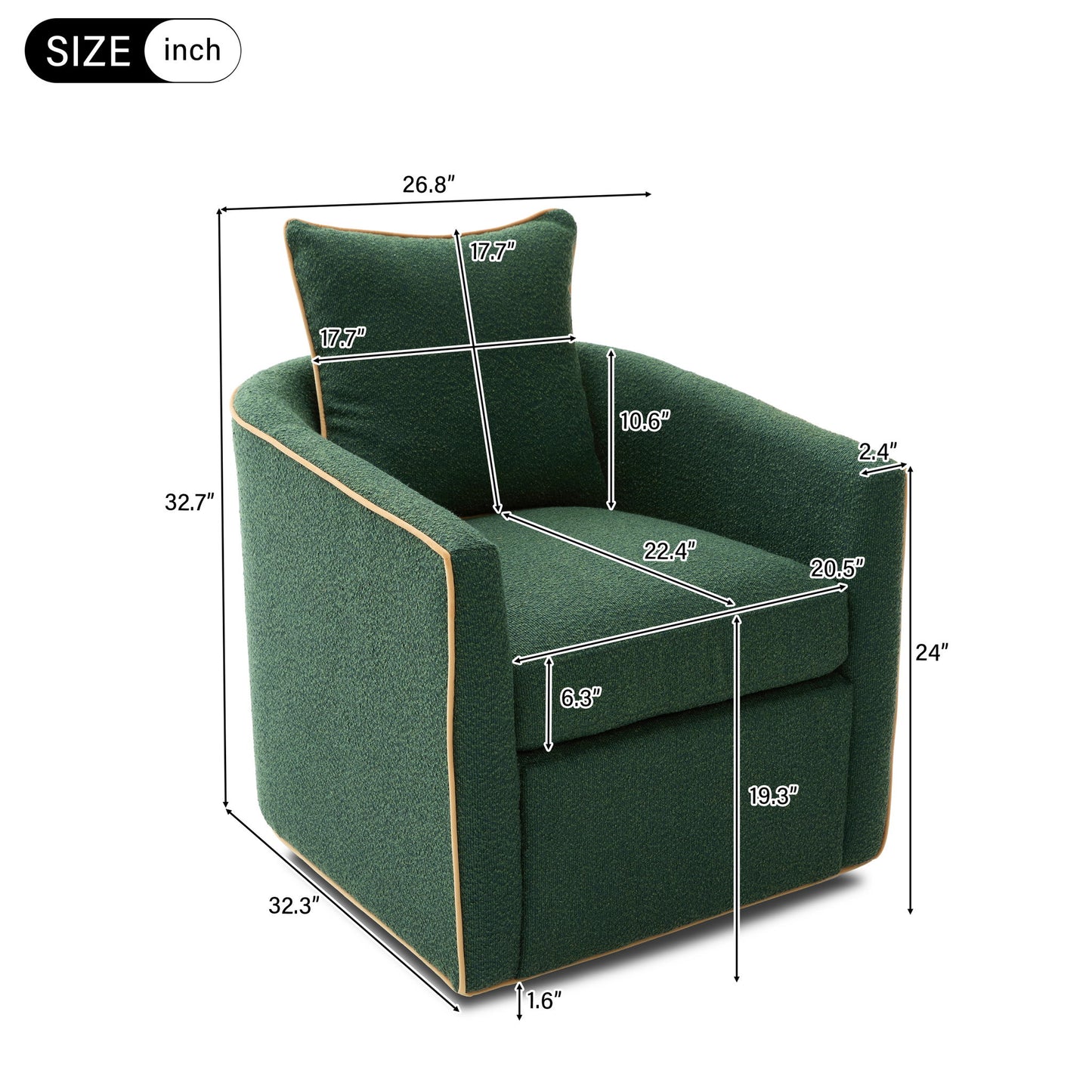 Swivel Accent Chair, Rotating Base, For Living Room Noble House