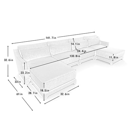Stylish Sofa With Ottoman And Lumbar Pillows, Ergonomic Design Home Essentials