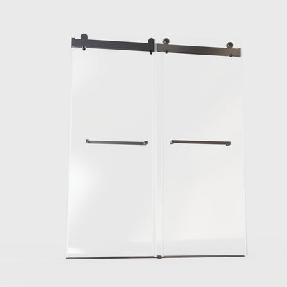 Frameless Double Sliding Soft-Close Shower Door, 3 / 8" (10Mm) Thick SGCC Tempered Glass Door, Matte Daily Nest
