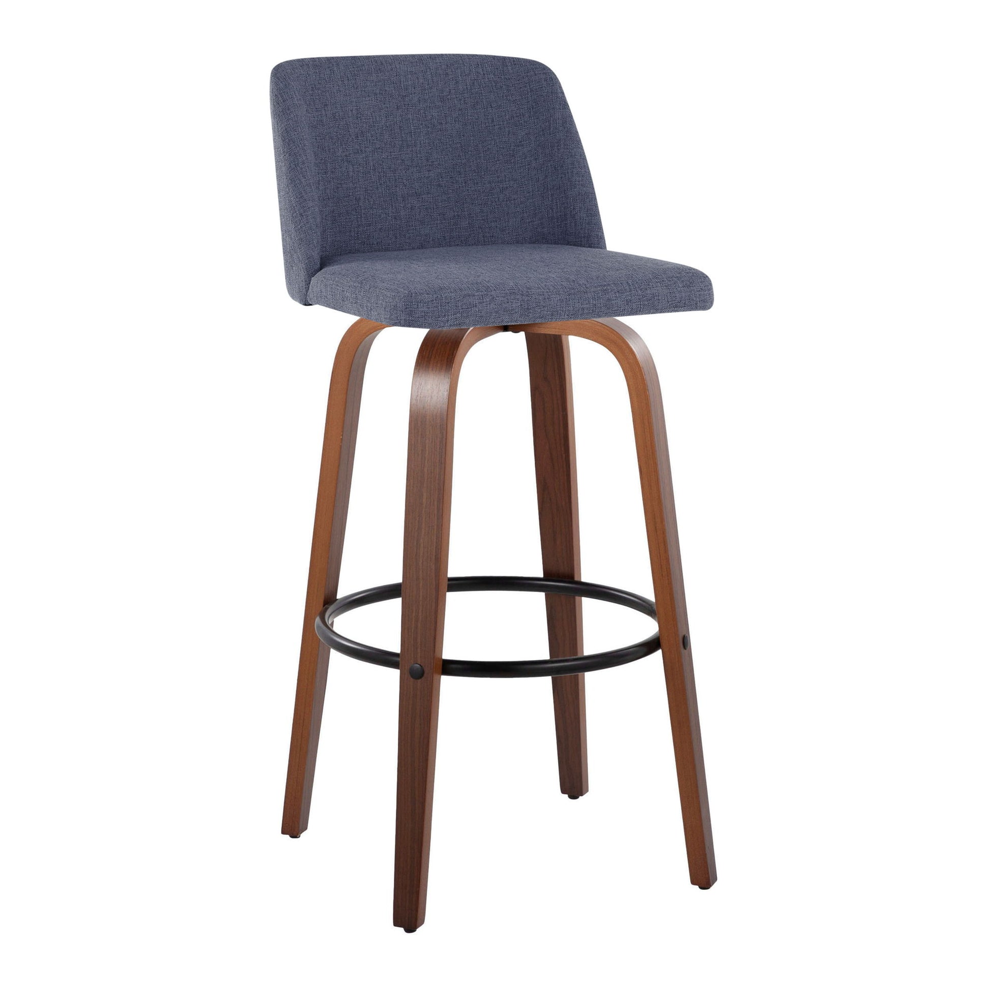 Toriano - Mid Century Modern Fixed Height Barstool Swivel And Round Footrest (Set of 2) Lumi Source