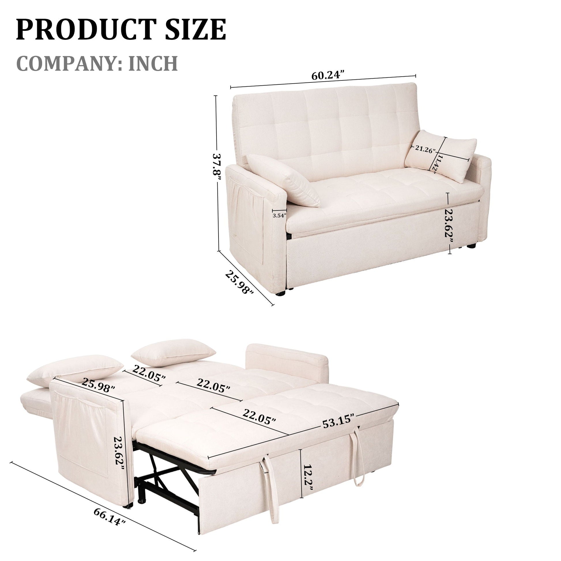 Balus - Sofa Bed Combination With Storage Pockets Home Essentials