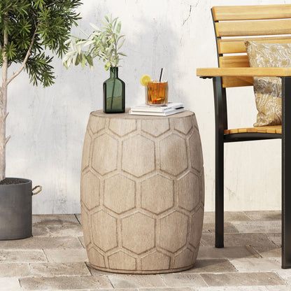 Outdoor Lightweight Concrete Side Table - Natural Noble House