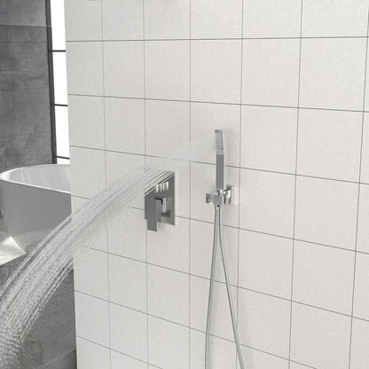 10" Square Dual Shower Head System Wall Mounted With Rough In Valve Modern Bathroom Fixture Daily Nest