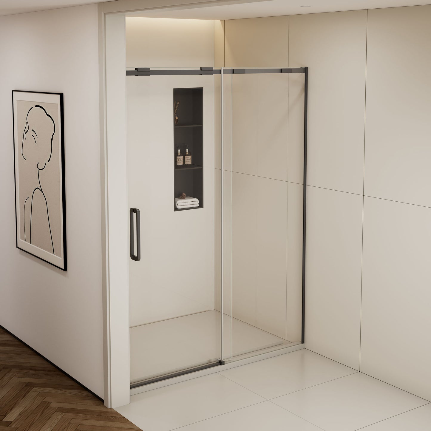 Semi-Frame Single Sliding Shower Door With Clear Tempered Glass Daily Nest