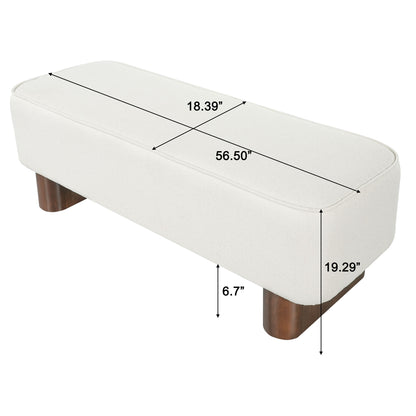 Upholstered Ottoman Bench With Thick Padded Design - Beige Noble House