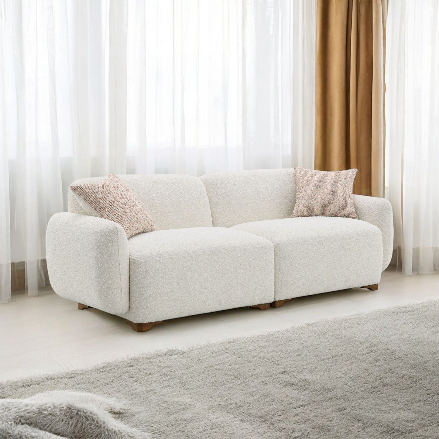 Darius - Boucle Sofa With 2 Toss Pillows - Beige Acme