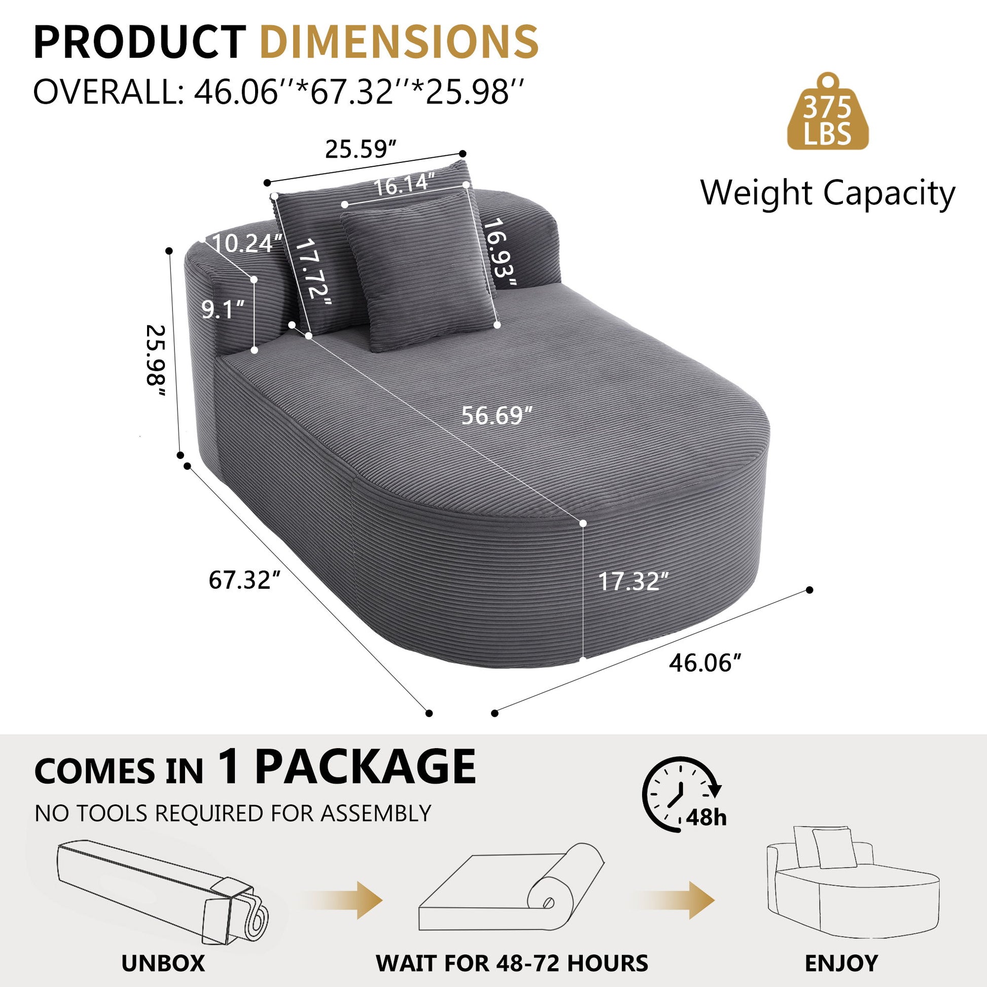 Oversized Chaise Lounge Sofa Bed With Deep Seat And Soft Pillows Home Essentials