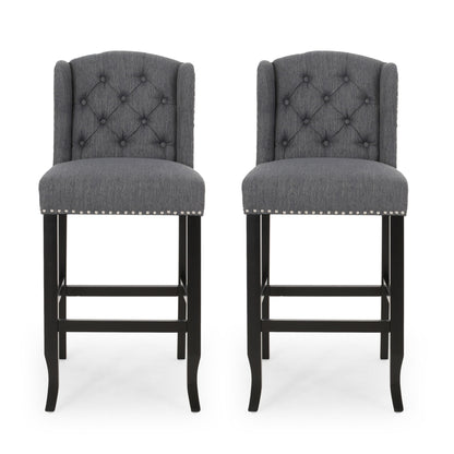 Vienna - Contemporary Fabric Tufted Wingback Counter Stools (Set of 2) Noble House