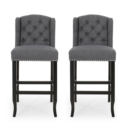 Vienna - Contemporary Fabric Tufted Wingback Counter Stools (Set of 2) Noble House