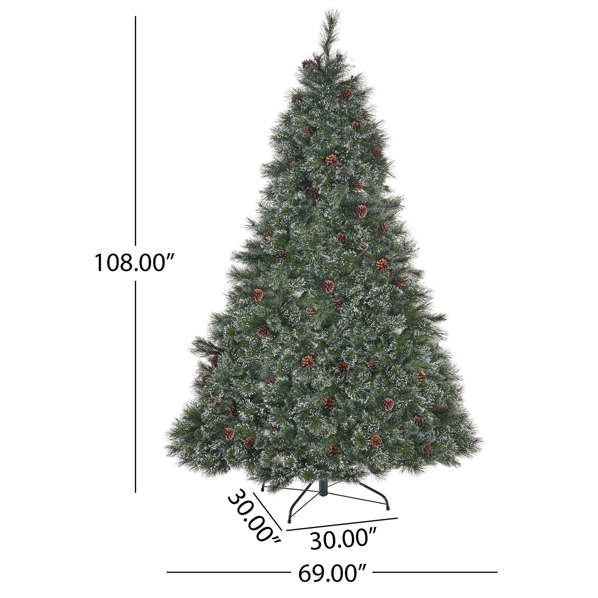 Cashmere And Snow Bristle Mixed Christmas Tree With Pine Cones - Green Noble House