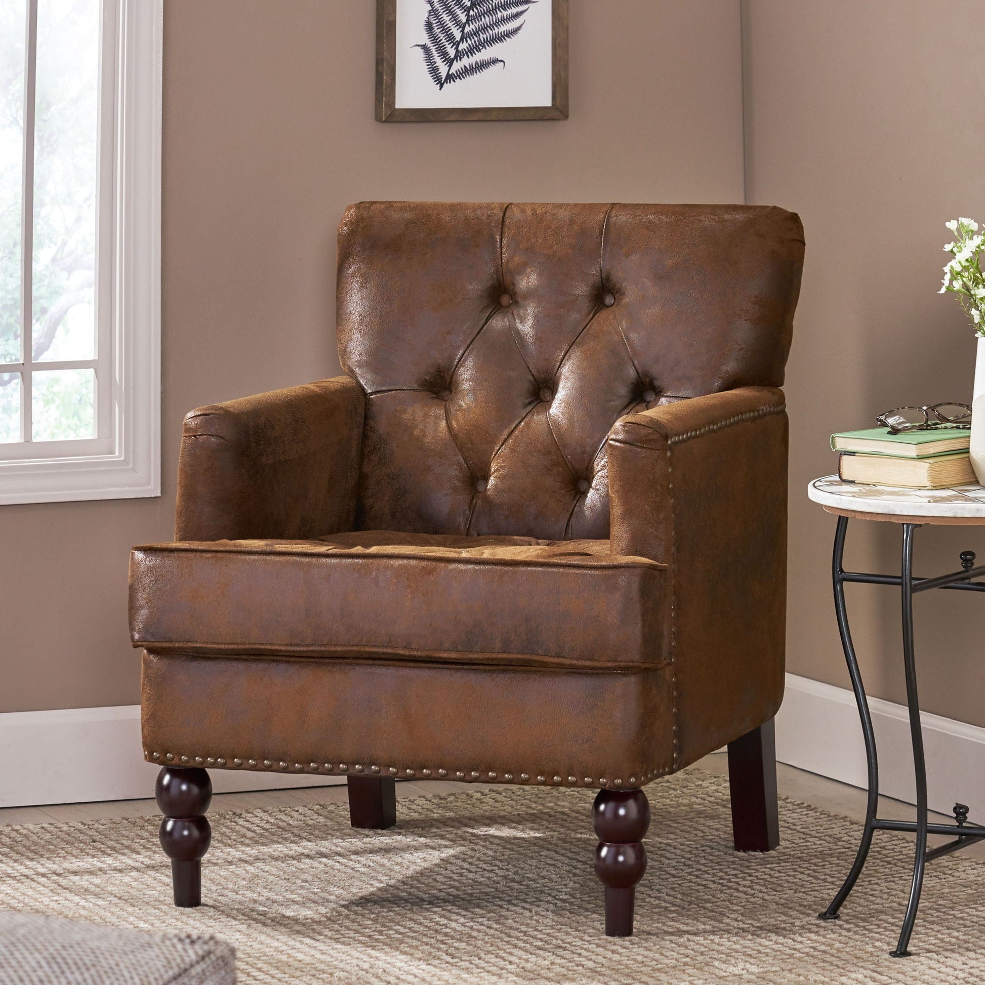 Vitality - Club Chair With Button Tufted Diamond Stitching And Turned Legs Noble House