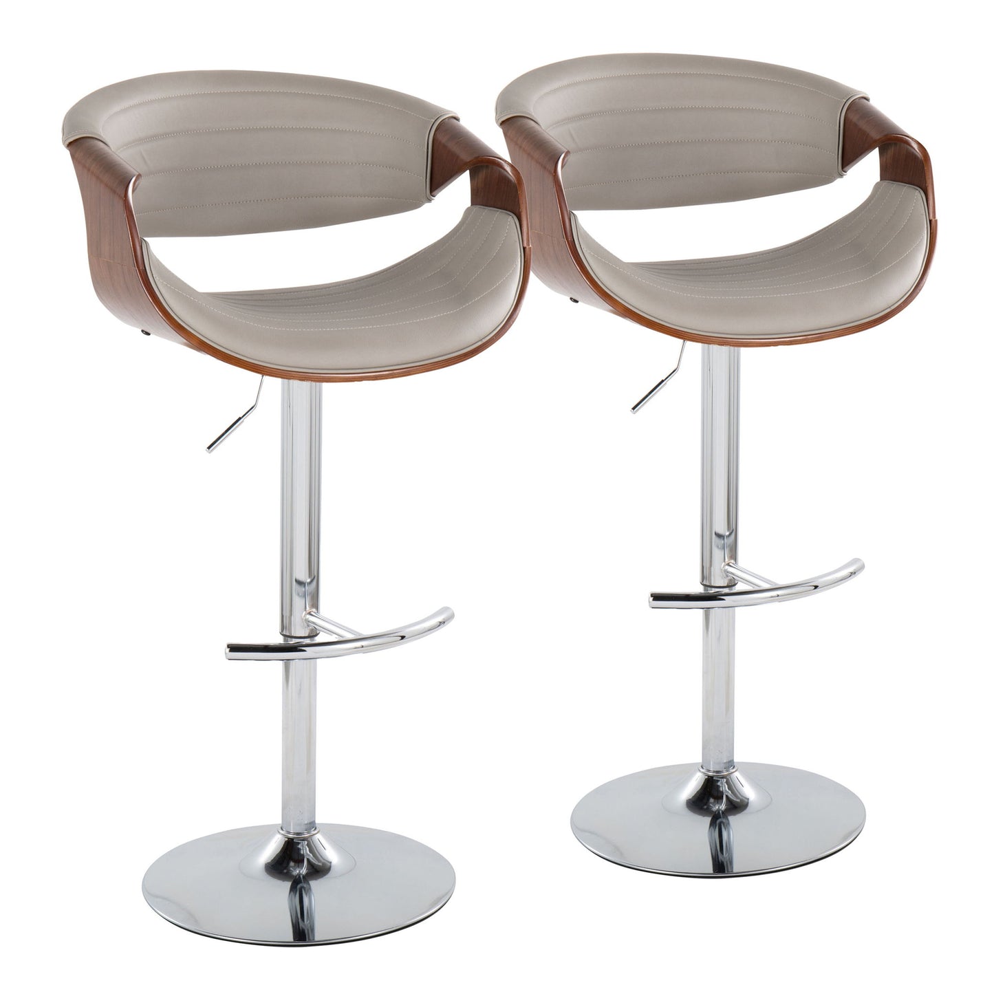 Symphony - Mid Century Modern Adjustable Barstool & Swivel With Rounded T Footrest (Set of 2) Lumi Source