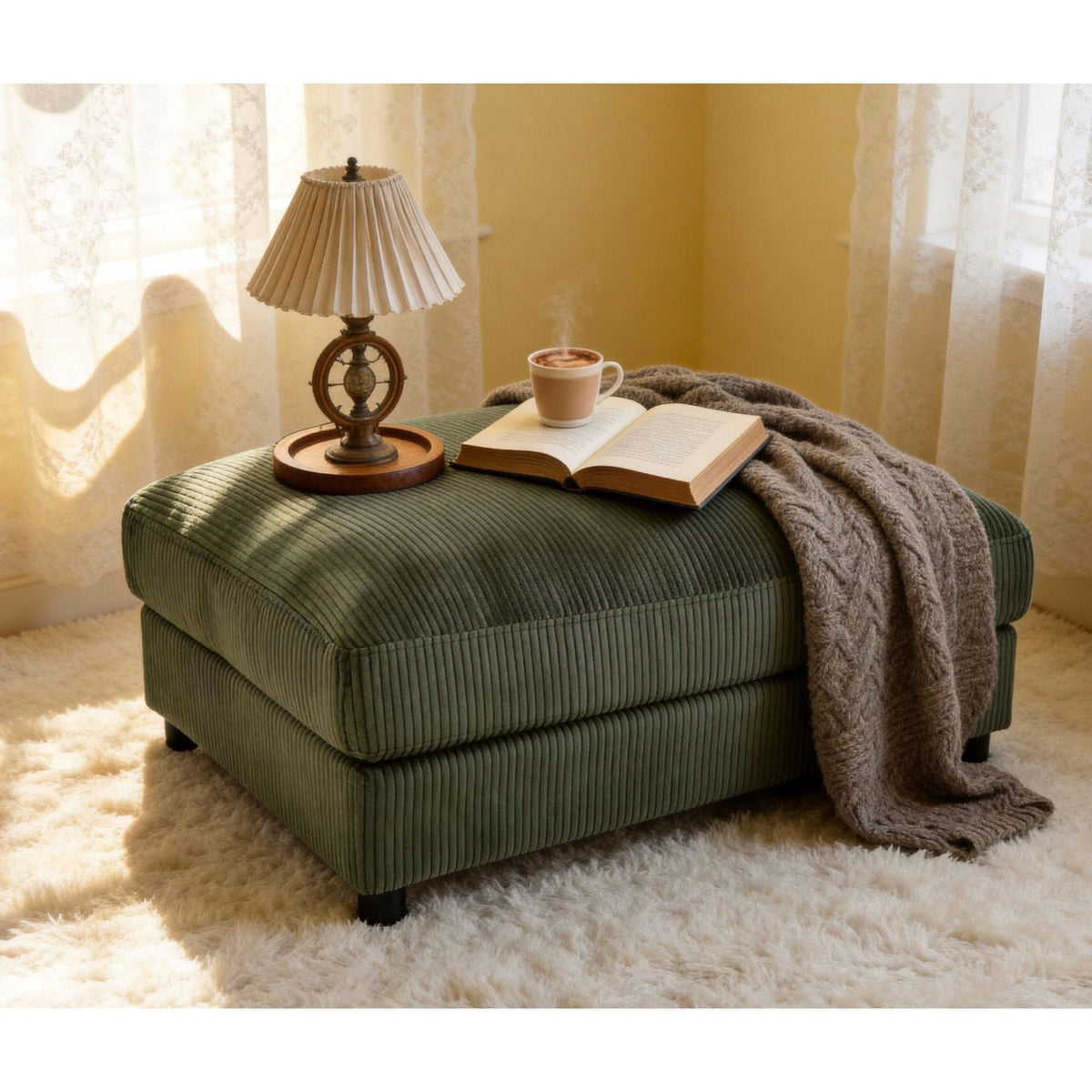Upholstered Rectangle Ottoman Home Essentials