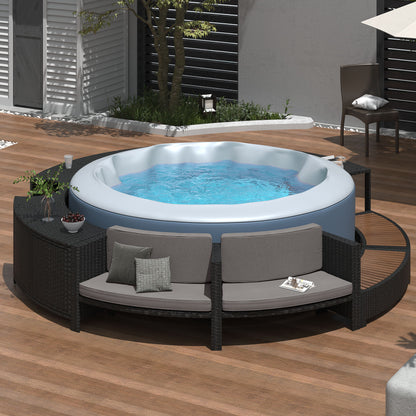 Spa Surround Spa Frame Patio Rattan Sofa Set With Storage Spaces, Mini Sofa And Comfortable Cushion For Patio, Backyard Hearth and Haven