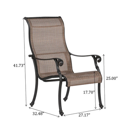 Patio Outdoor Sling Patio Chairs With Aluminum Frame, All-Weather Furniture (Set of 2) - Bronze Home Essentials