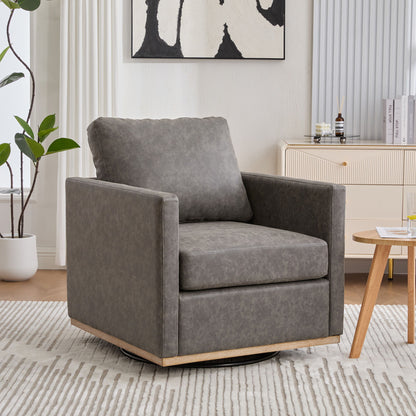 Modern Upholstered Square Swivel Accent Chair With 360 Degree Rotation Home Essentials
