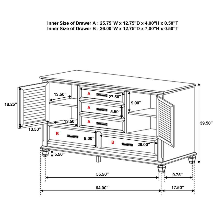 Franco - 5-Drawer Dresser CoasterEssence