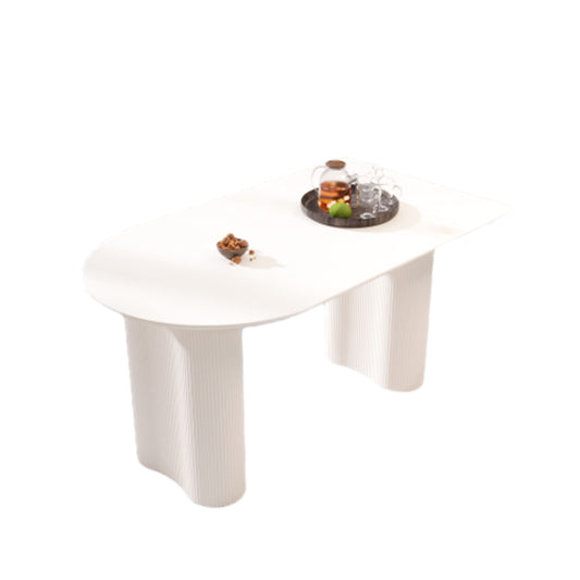 Modern Cream Style Dining Table With Round Wave Legs, 4 - 8 Person - Cream White Home Essentials