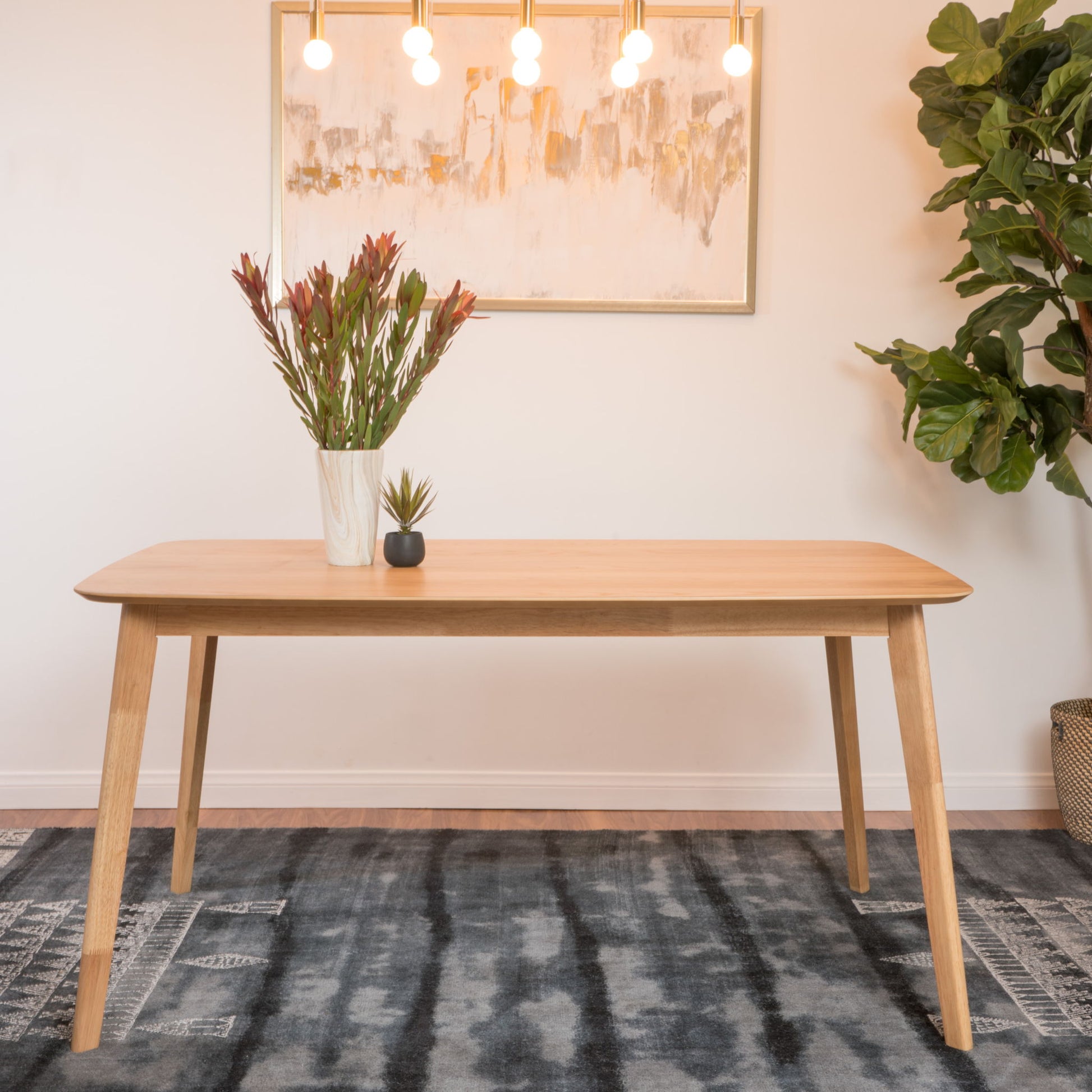 Retro Dining Table With Faux Wood Top Noble House