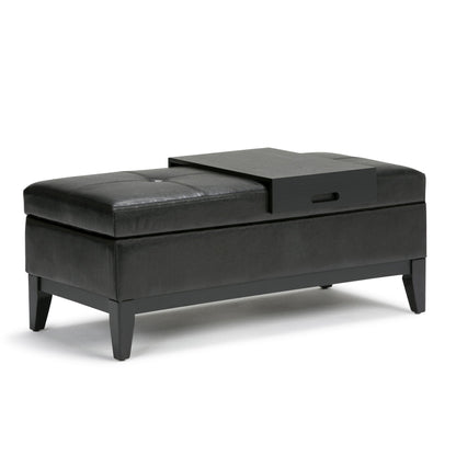 Oregon - Contemporary Storage Ottoman Bench With Tray Simpli-Home