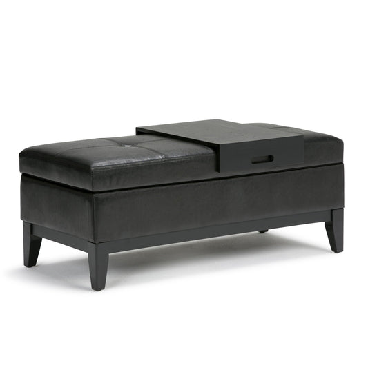 Oregon - Contemporary Storage Ottoman Bench With Tray Simpli-Home